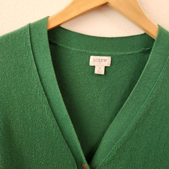 J Crew Brushed Wool V-Neck Cardigan Green Size Small - Picture 3 of 9
